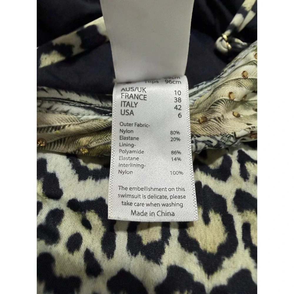 Camilla Moulded Plunge Animal Print Crystal One-Piece Swimsuit US‎ 6